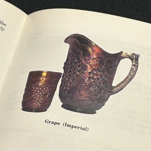 Vintage Imperial Grape Green Carnival Glass Water Pitcher and Cup RARE SET/COLOR - Picture 8 of 9